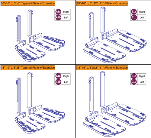 AFP Preconfigured Footplates w/Ext, Tapered