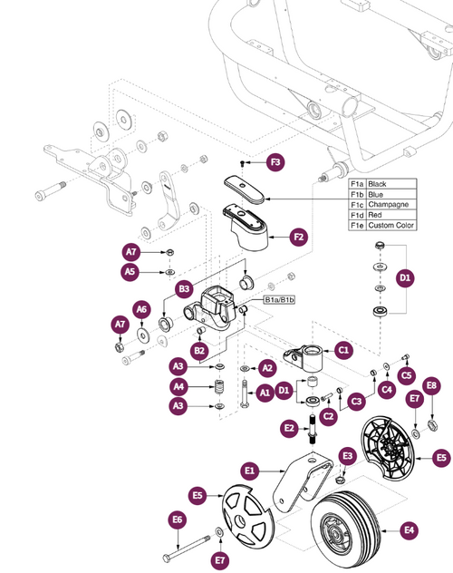 Front Caster Arm,Anti-tip Assy,S/N J7408607001S10