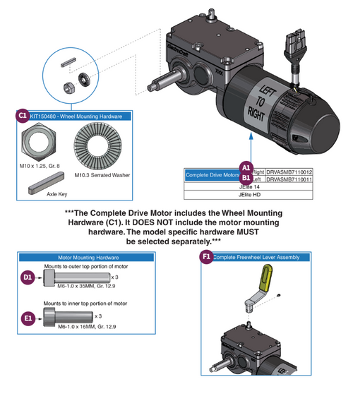 Sub Song Motor Assy, Elite 14/Elite HD