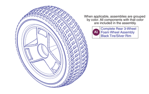 Rear Wheel Assy, 3 Wheel, GoGo Sport