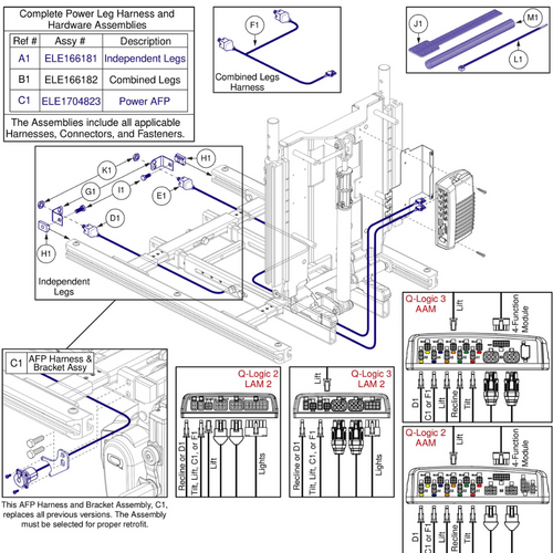 Power Legrest Harnesses,Mounting Hardware,TB3