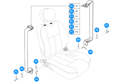 Lap Belt Assembly- 115° Ltd Recline