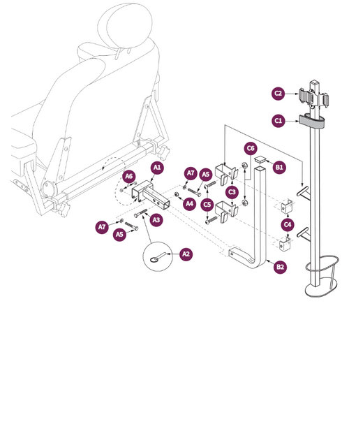 Cane/Crutch Holder-LTD Recline,Hi-Back Seat