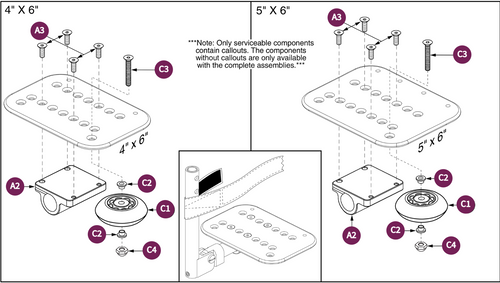 Pediatric AngleAdj footplate,4x6",5x6"#7SWA #12ELR