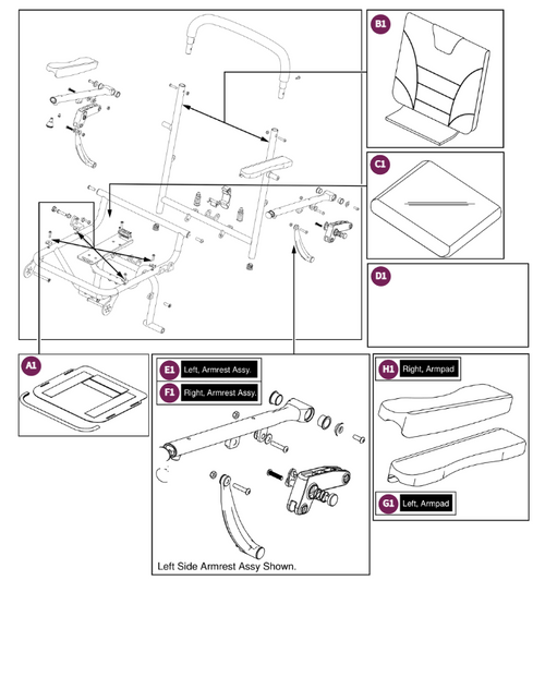 Jazzy® Carbon, Seat Assy