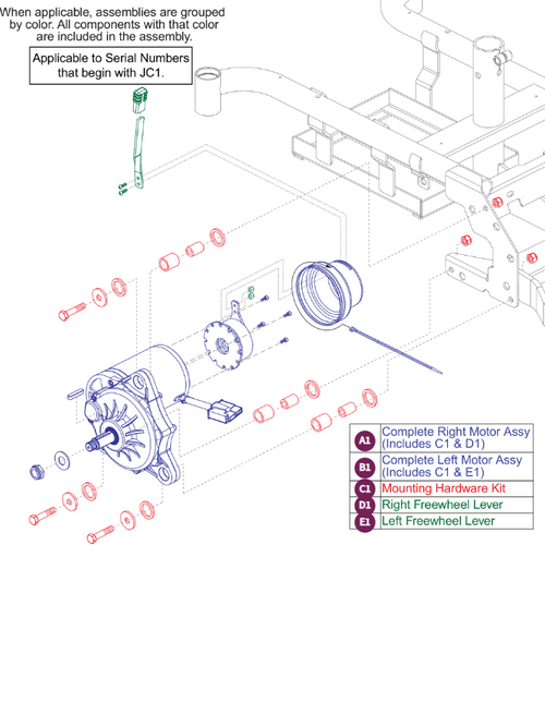 Motor Assy, Applicable to  Serial# w/JC1
