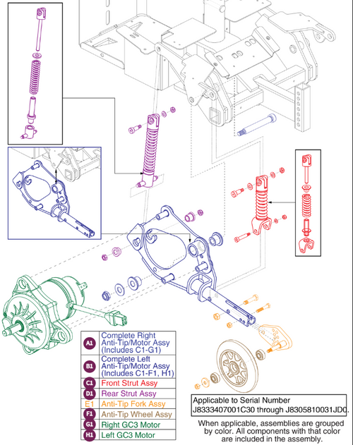 Anti-tip Assy w/Motor GC/GC2, Gen 3