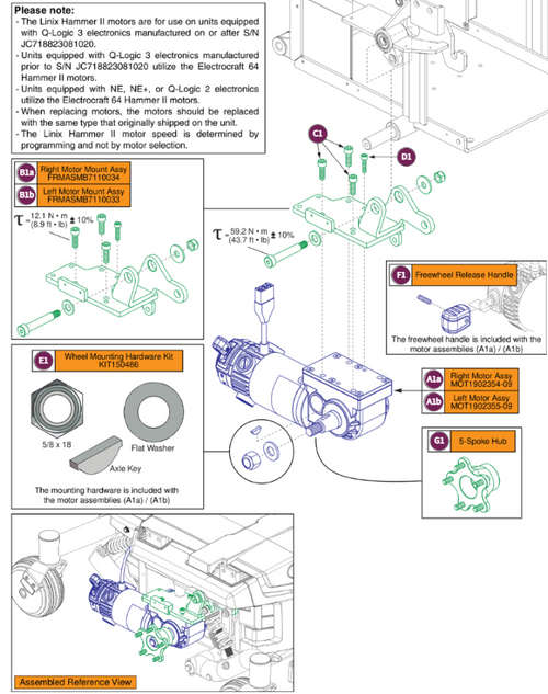 4-5mph HammerII Drive Motor Assy,Curtis Conn,Linix