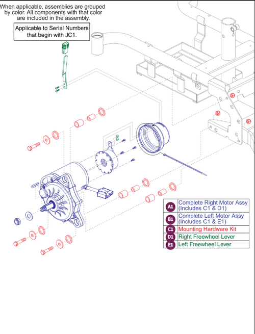 Motor Assy, Applicable to  Serial# w/JC1