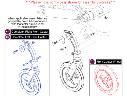 Front Caster Assy, Jazzy Passport/I-Go+