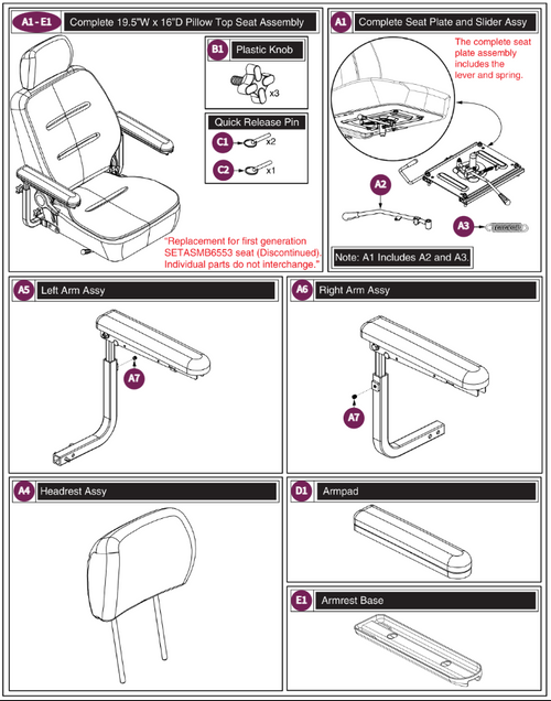Black Vyl, Pillow Top Hi-Back(Shuxin)19.5"W x 16"D