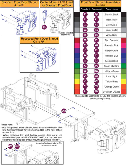 Front Battery Door Shroud Assy's, Q6 Edge HD