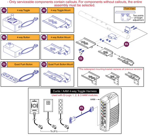 Seating Controls and Mounts, Tubular Arms
