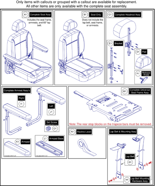 18"W x 18"-20"D Comfort Seat, 115° Ltd. Recline