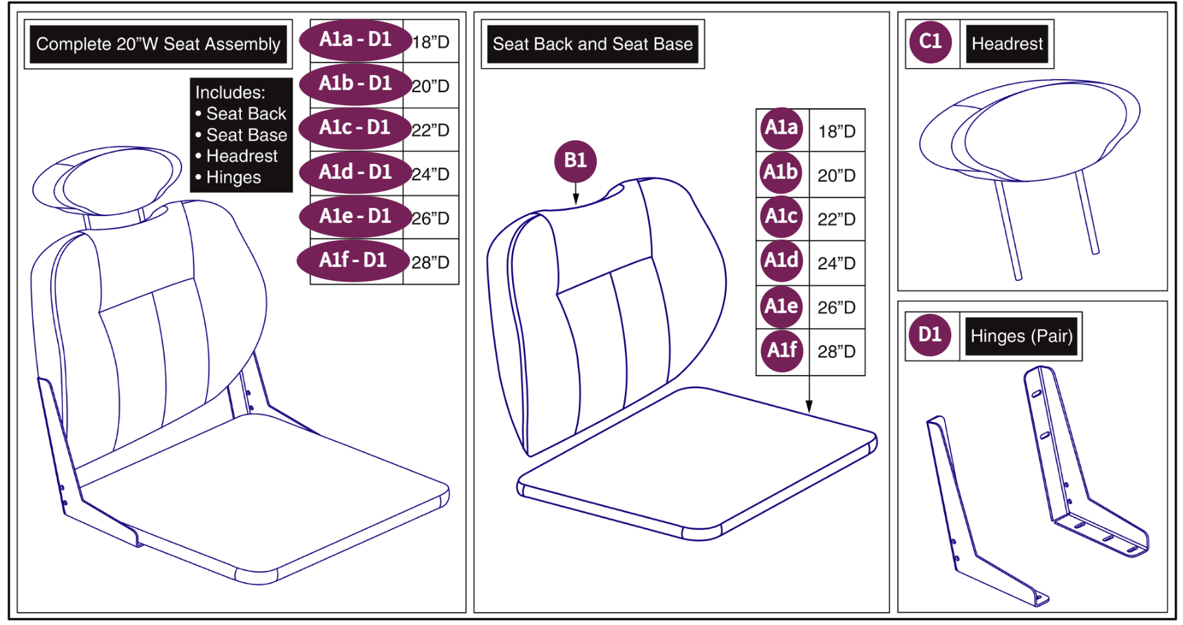 20"W Hi-Back Vinyl,SolidSeatPan HD DLX Contour