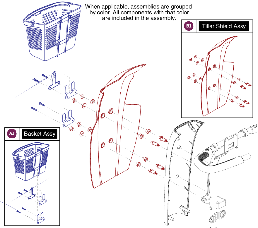 Basket Assy w/Tiller Shield, Pursuit XL-S714