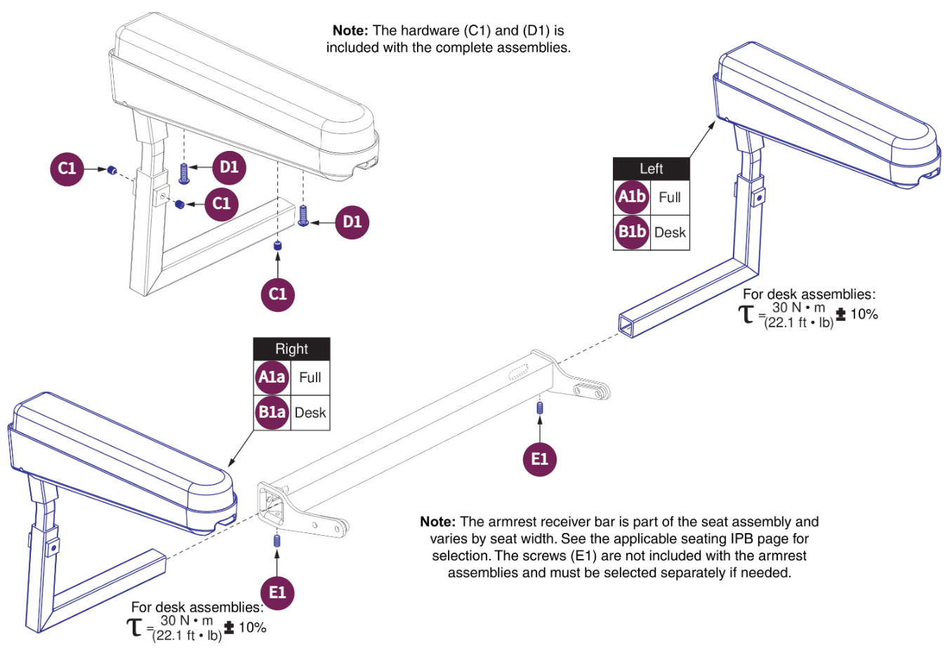 Universal, Flip-up Height Adjustable Armrest Assy