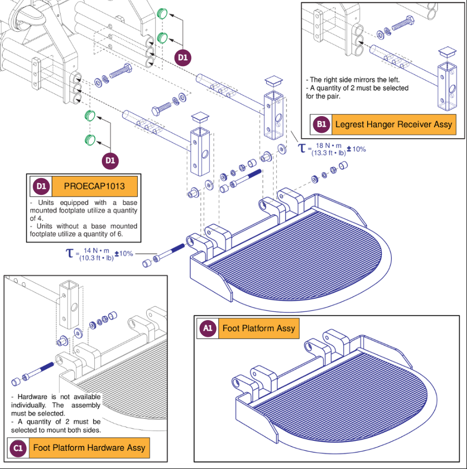 Foot Platform Assy, 17"Wx13"D, J/Q 1450
