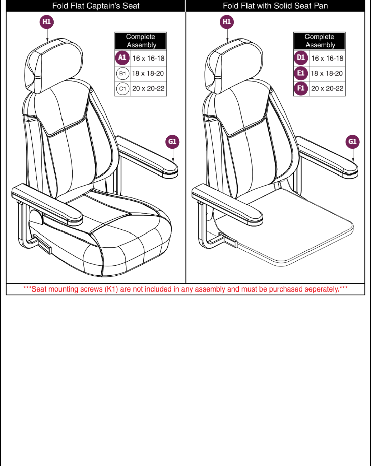 Fold Flat CaptainSeat & Seat w/SolidSeatPan