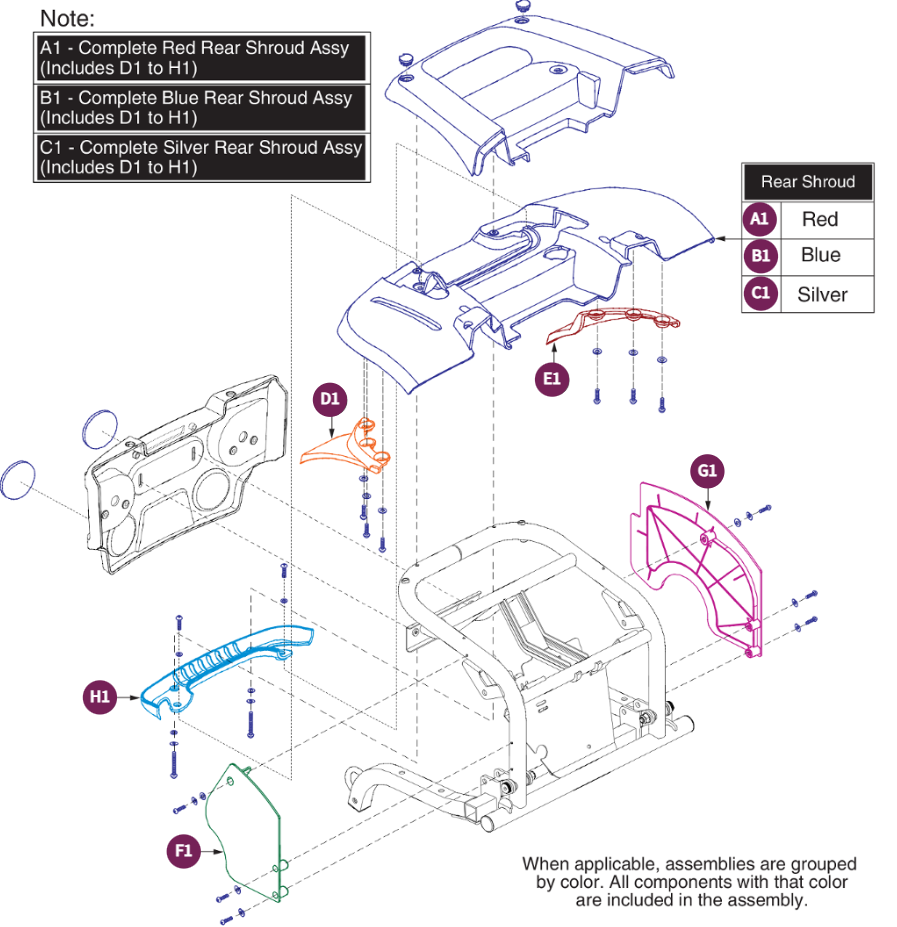 Rear Shroud Assy, Pursuit, S713