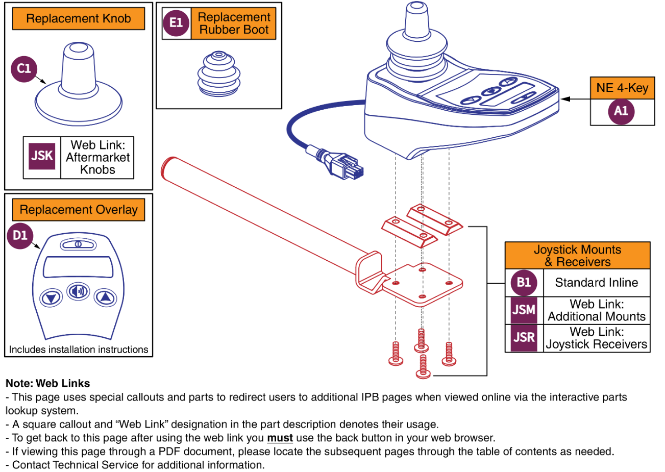 NE 4-Key Joystick Assembly