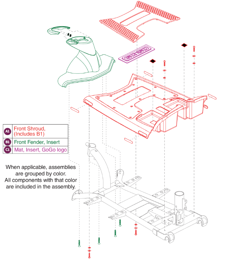 Frt Shroud, 3 Wheel, V2, GoGo Elite Traveller Plus