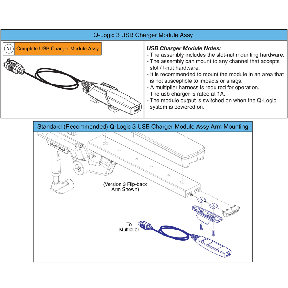 Q-Logic 3 USB Charger Module Assy