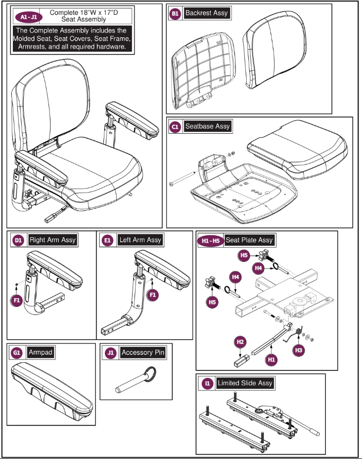 Seat Assy,18x17 Black Vinyl, BAJA Bandit