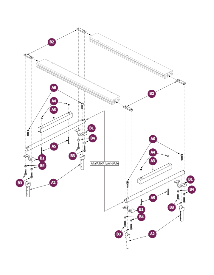 HD Seat Frame-Horz & Vert Stem Supp.