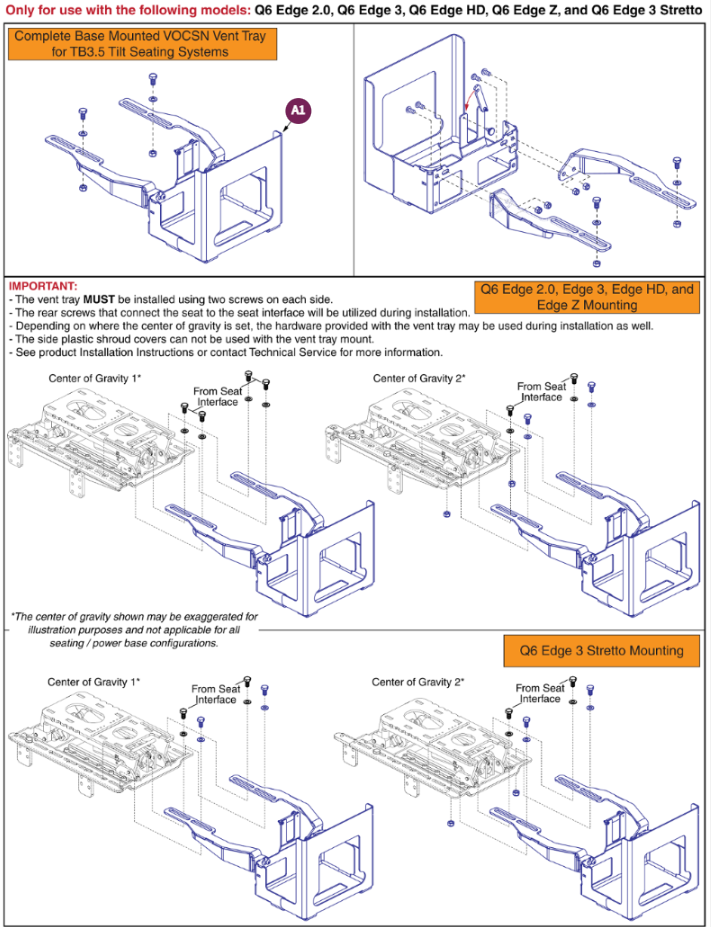 VOCSN Vent Tray for TB3.5 Tilt Seating