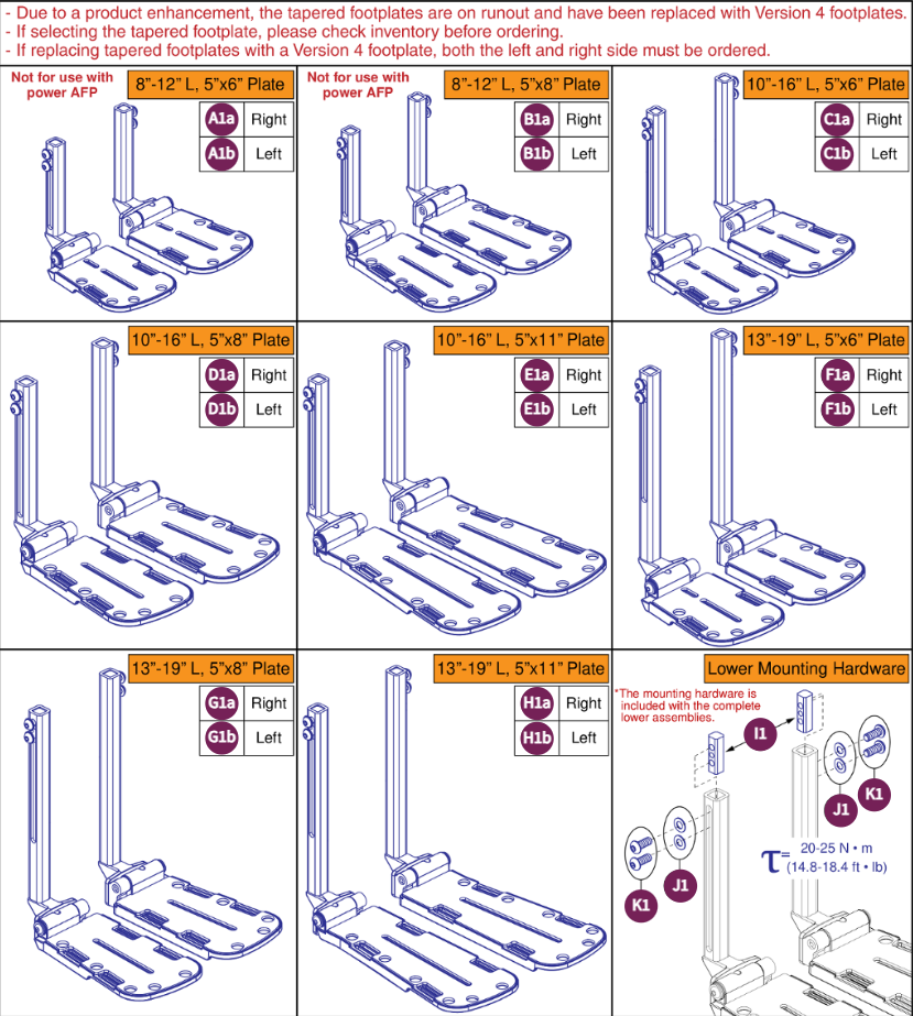 AFP & Lower Ext & Footplates, Tapered