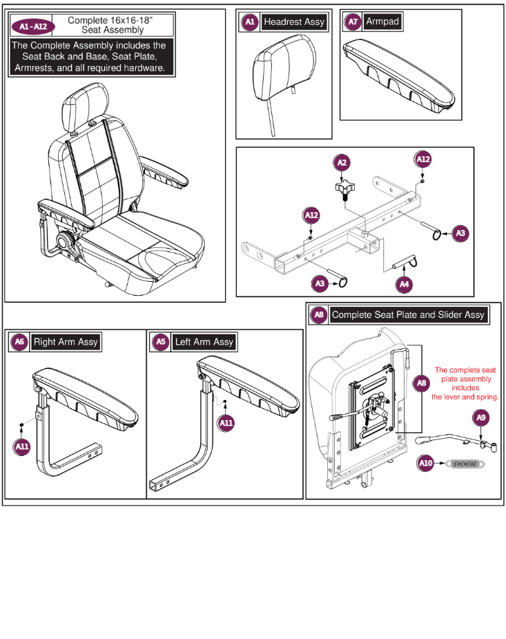 High Back Captain Seat 16x16-18"