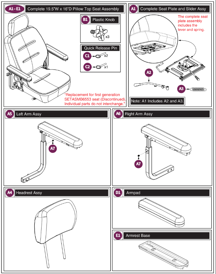 Black Vinyl Pillow Top Hi-back 19.5"Wx16"D
