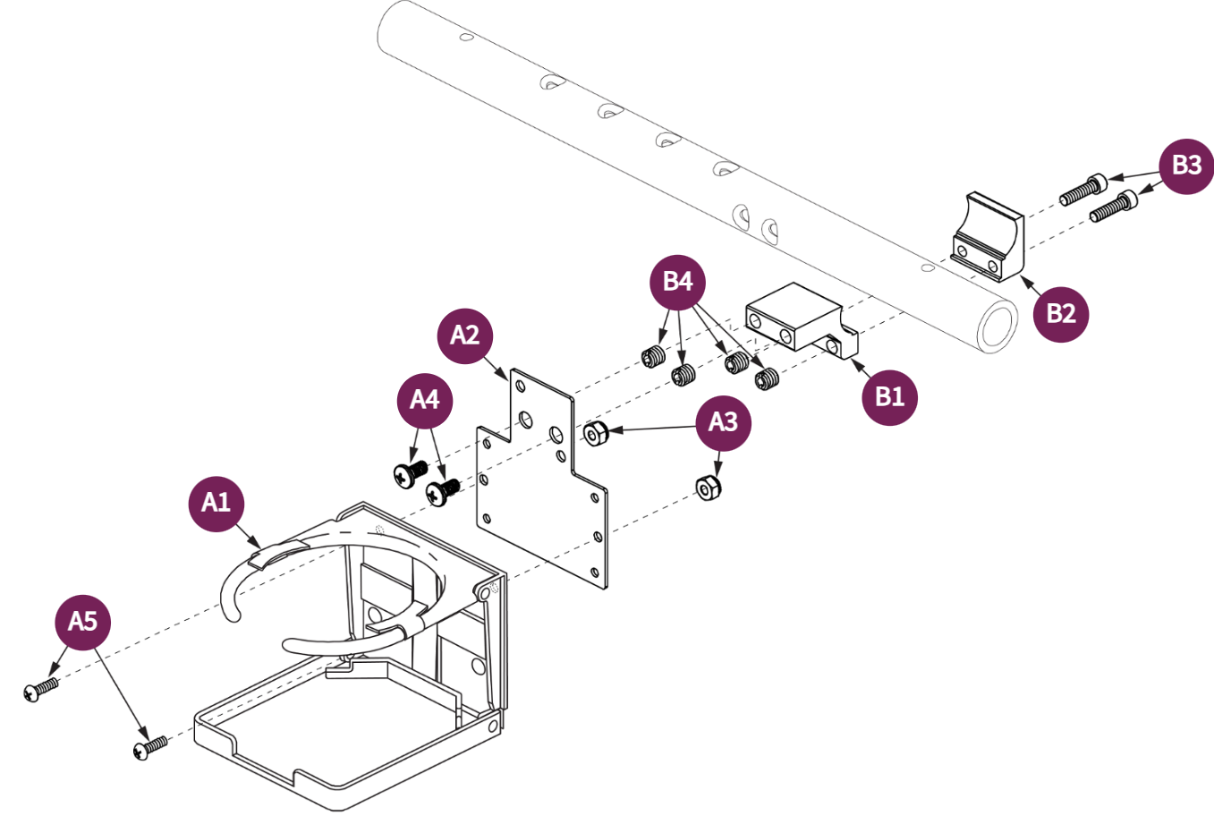Cup Holder - Tubular Armrest Mounted (Quantum)