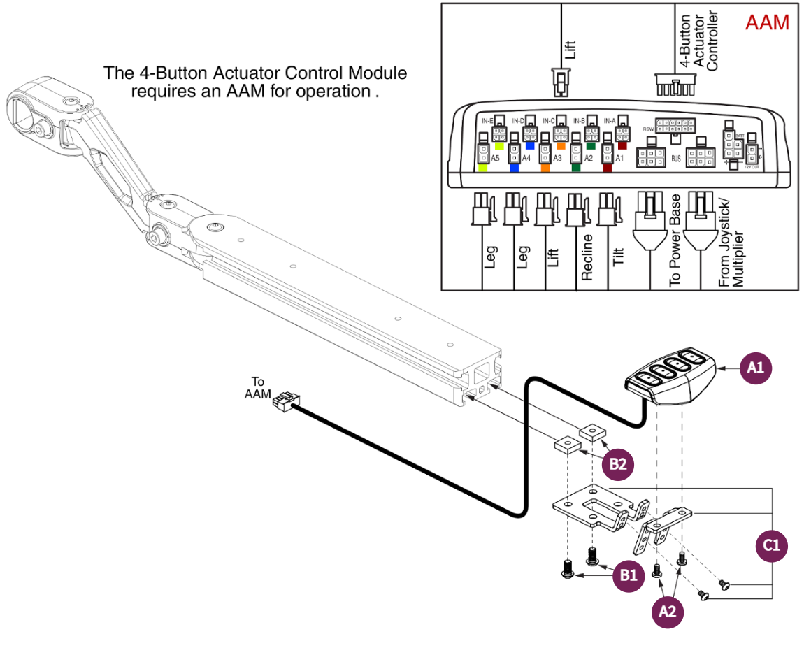 4-Button Actuator Control Module, TB3 Armrest