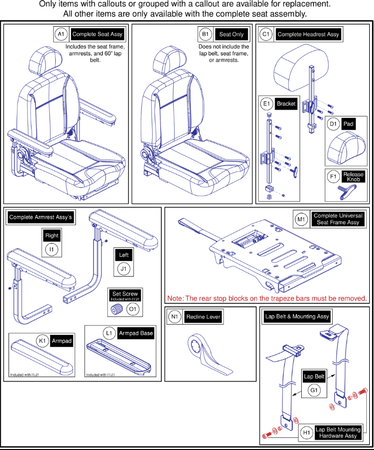 18"W x 18"-20"D Comfort Seat, 115° Ltd. Recline