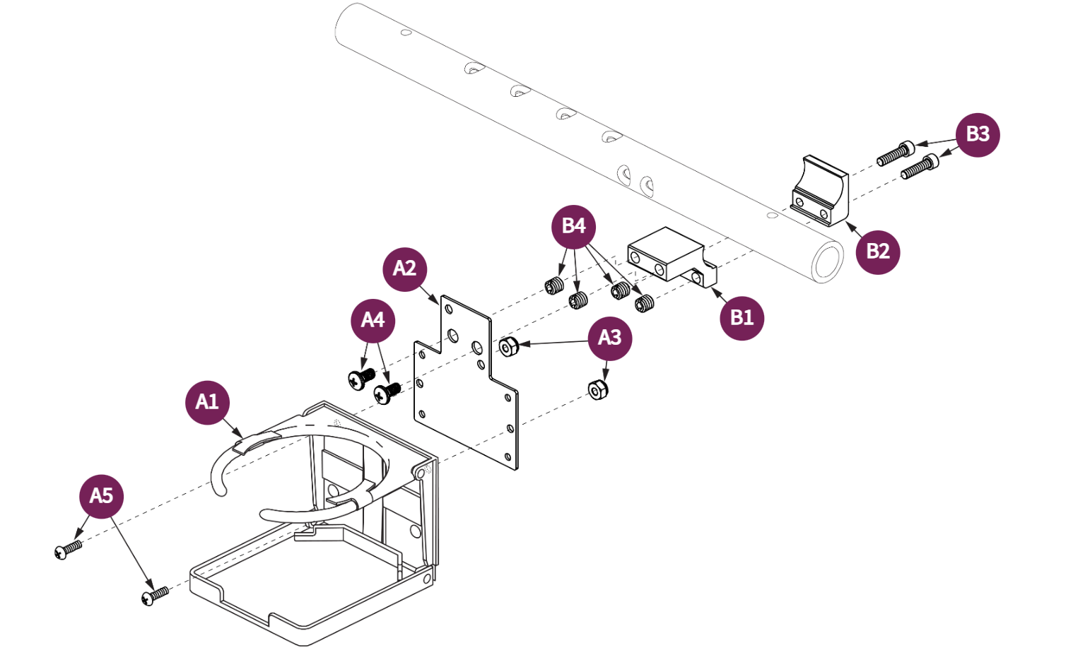 Cup Holder - Tubular Armrest Mounted (Quantum)