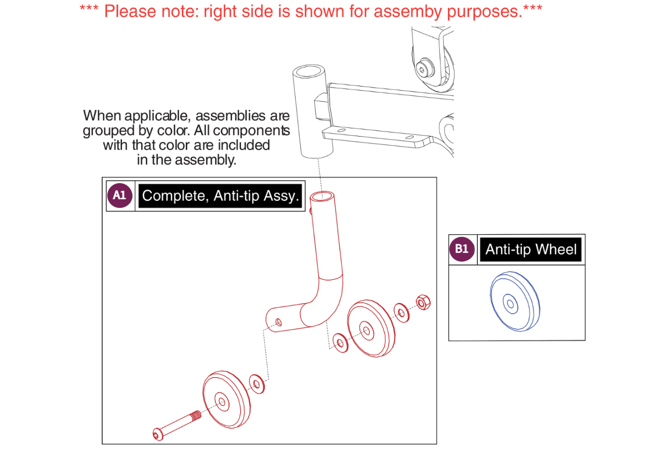 Anti-tip Assy, Jazzy Passport/I-Go+