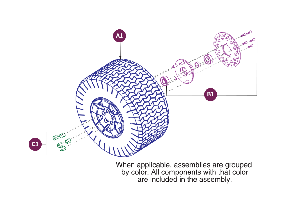 Front Wheel Assy. - Pneu. Turf Tire