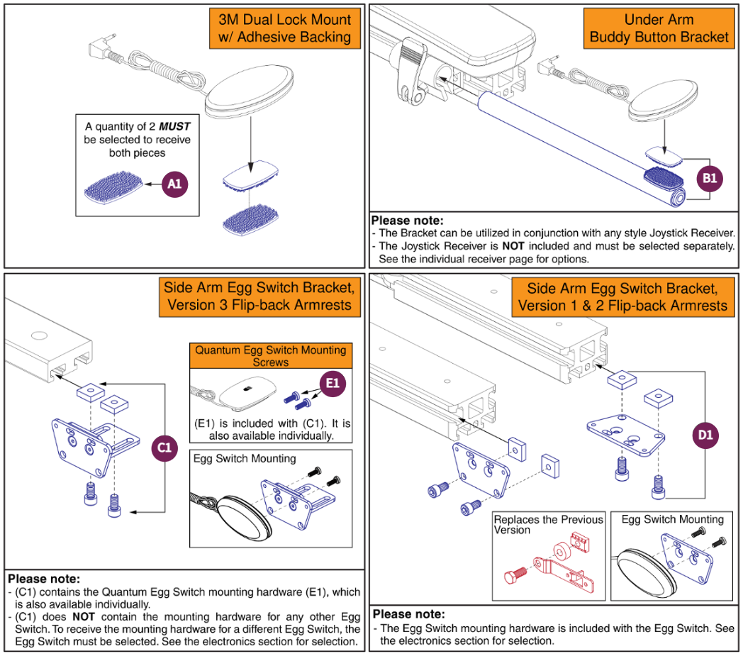 Egg Switch/Buddy Button Mounting Brackets