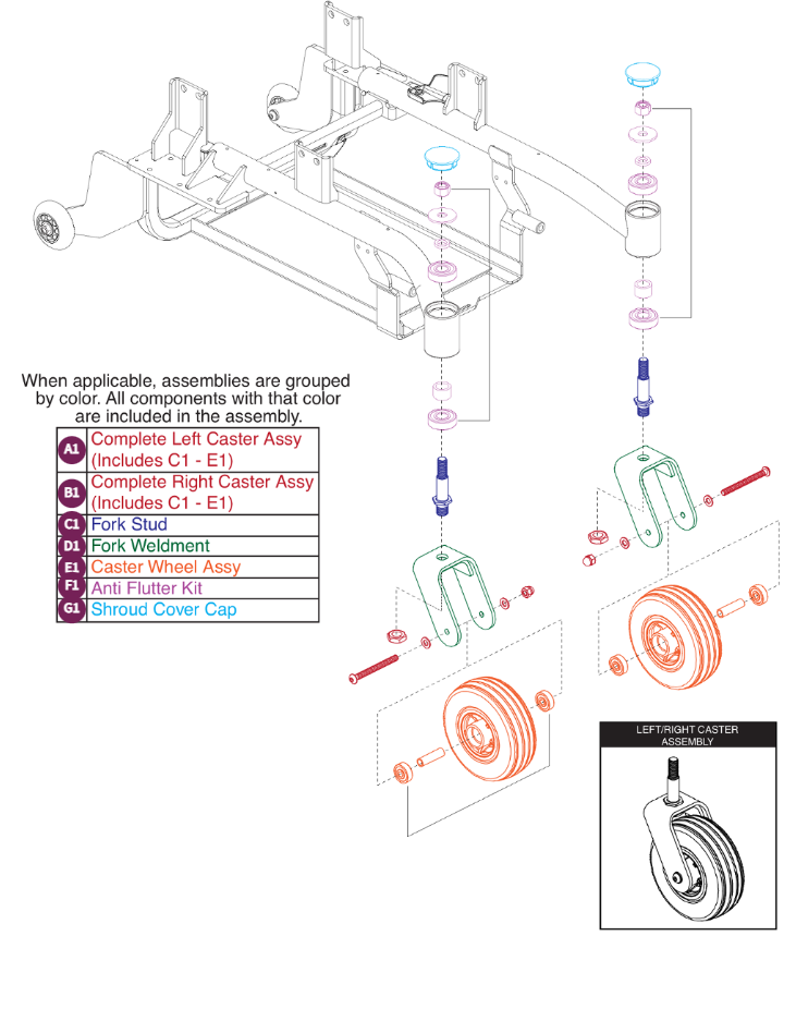 Rear Caster Arm Assy, Elite 14