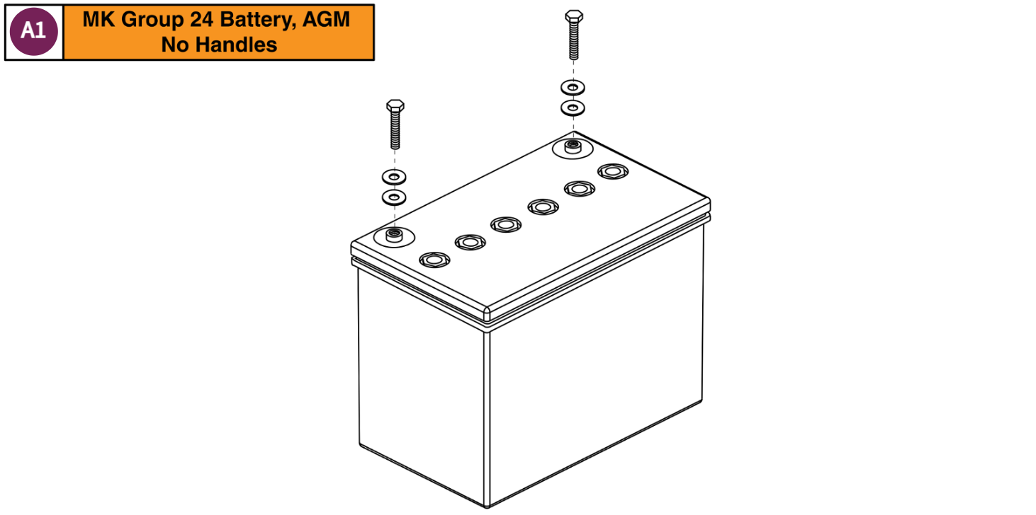 Group 24 AGM Battery, No Handles, Flush Mount, MK