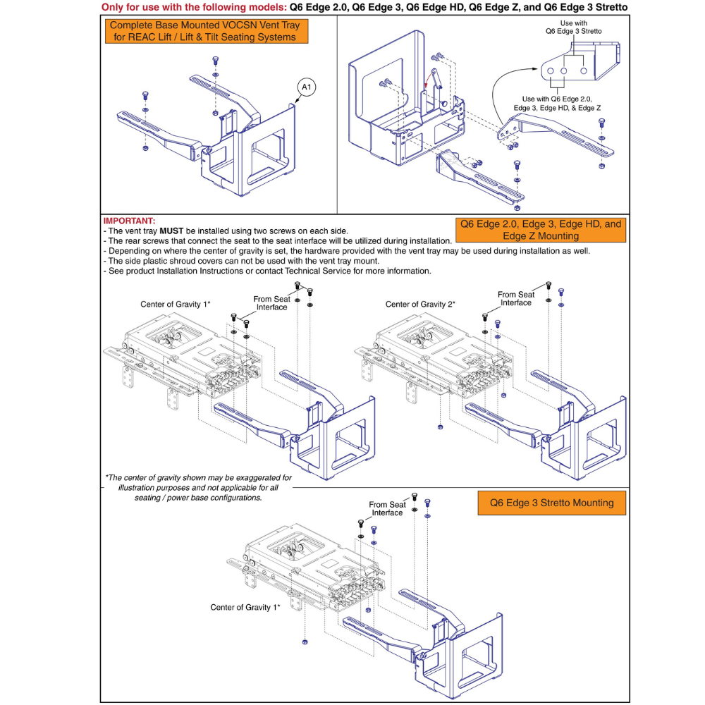 VOCSN Vent Tray for REAC Seating