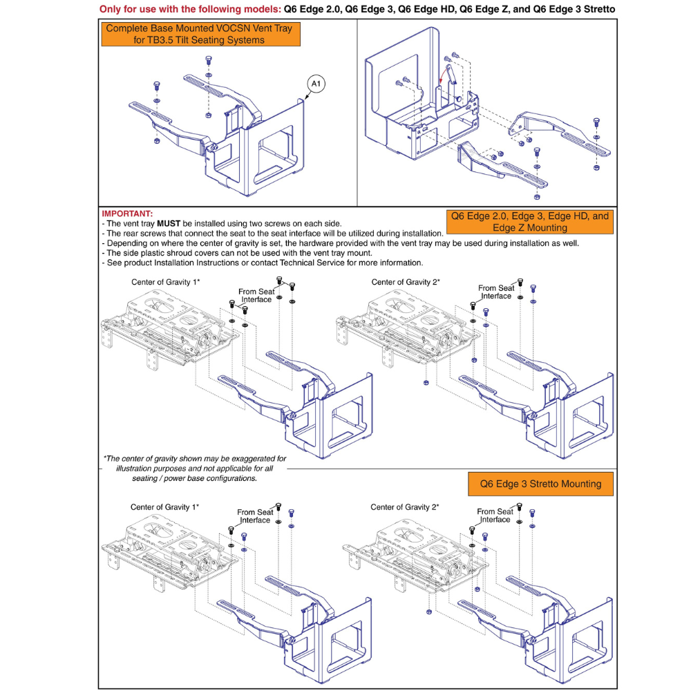 VOCSN Vent Tray for TB3.5 Tilt Seating