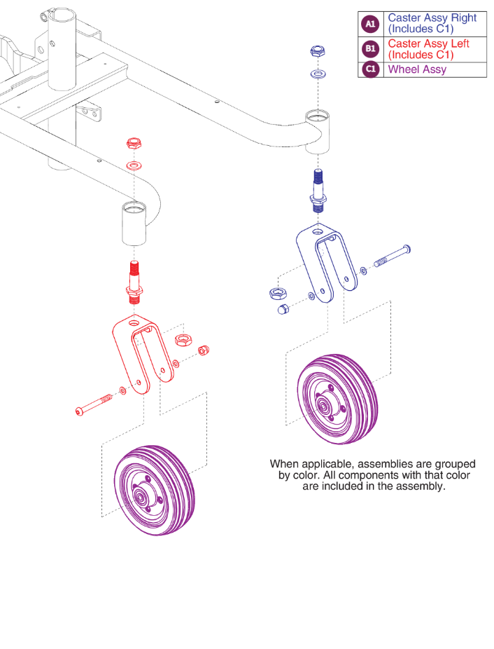 Rear Caster Wheel Assy,For S/N begining w/JB1orJB3