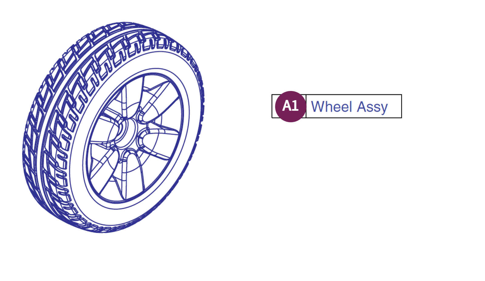 Flat-free Drive Whl Assy,10" Silver Rim/Black Tire