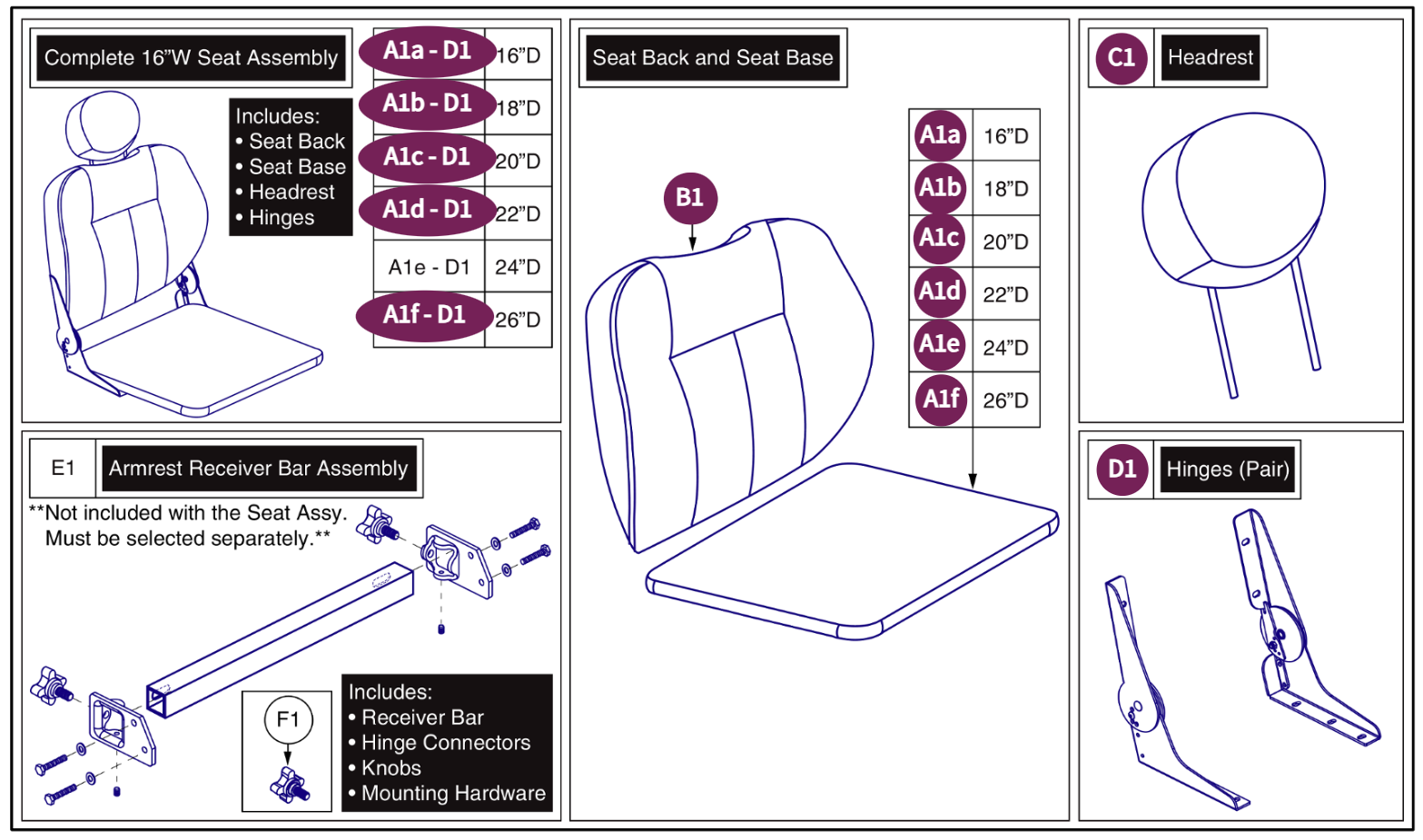 16"W Hi-Back Vinyl, SolidSeatPan, DLX Contour