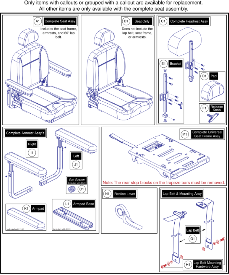 18"W x 18"-20"D Comfort Seat, 115° Ltd. Recline