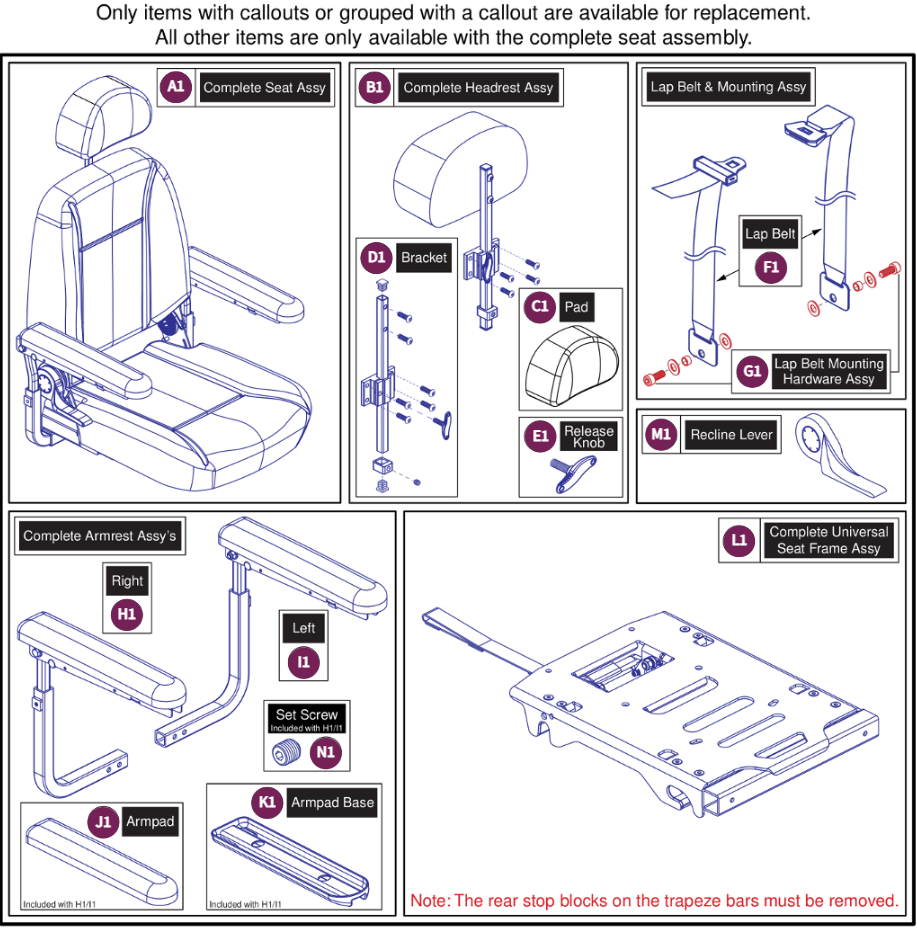 22"Wx20"-22"D Comfort Seat,115° LTD Recline