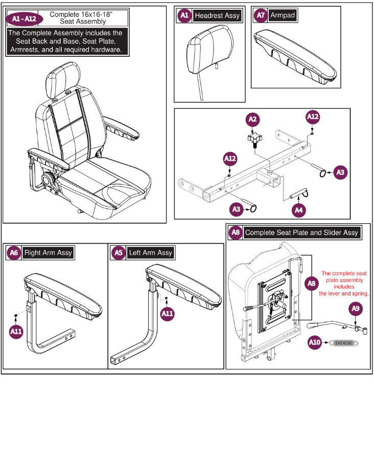 High Back, Captain Seat, Ultra Comfort, 16x16-18"